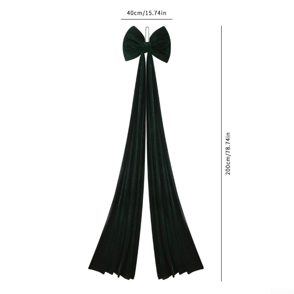 Lazo grande de Navidad, lazo grande de terciopelo para decoraciones navideñas, perfecto para árbol de Navidad y entornos festivos, 15.75 x 78.75 pulgadas