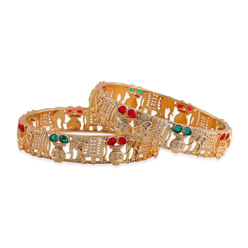 Image of Rubans Gold Plated Set of 2 Bangles Handcrafted Traditional Stylish Trendy Jewellery Gift for Women & Girls