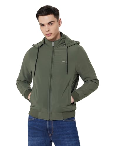 Image of Qube by Fort Collins Hooded Light Jacket for Men - Stylish Winter Jacket for Daily use, Perfect for Layering