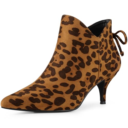Perphy Pointed Toe Bow Kitten Heel Ankle Booties for Women