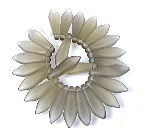 25 Czech Frosted Sea Glass Dagger Beads - Matte - Black Crystal 16Mm For Jewelry Making Bracelets Necklaces Supplies For Diy Crafts Handmade Bracelets Beadwork #TOP1