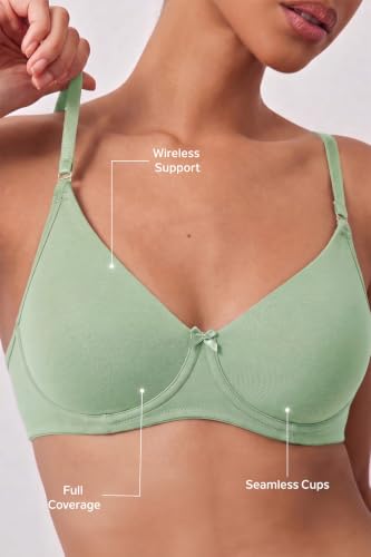 Image of Van Heusen Women's Everyday Cotton Bra|Medium Coverage|Non Padded|Non Wired|Seamless Moulded Cups|Anti Bacterial Tech| Keeps you Fresh|Sweat Absorbent|No Slip Soft Straps|Detachable Straps|Style 11001