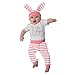 Mein erstes Ostern Baby Kleidung Set Neugeborenes Baby Mädchen Jungen Cartoon 3D Hasenohr Outfits Buny Hase Muster Romper Tops+ Streifen Hose+ Kaninchen Hut Ostern Neugeborenes Set