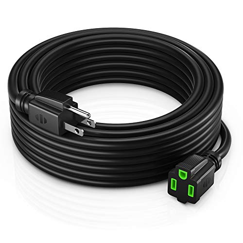 Image of Maximm 14 /3 Outdoor Extension Cord 25 Feet, 14AWG, Black, 1-Outlet SJTW Heavy Duty Indoor /Outdoor ETL Listed, 3 Prong Plug, All-Weather - Power Cord for Garden, Lawn, Appliances, 25ft