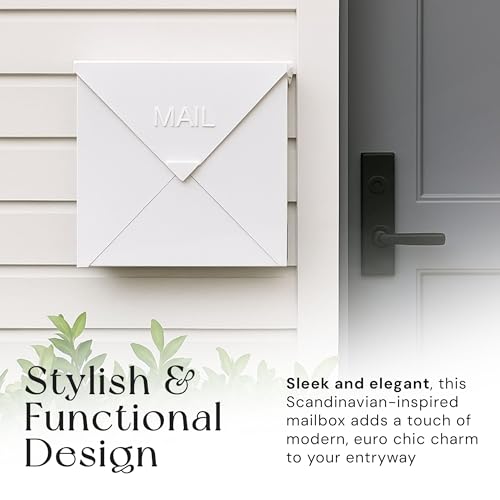 Image of NACH Chicago White Extra Large Mailbox, Rust Resistant Large Mailboxes for Outside Wall Mount, Large Metal Mailbox, Wall Mount Mailbox, Extra Large Capacity Mailbox, 12 x 12 x 4.8 inches, MB-6301WT
