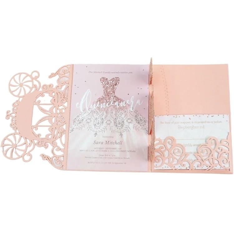 Hochzeitskarte Rosa Umschlag falten(Light blue)