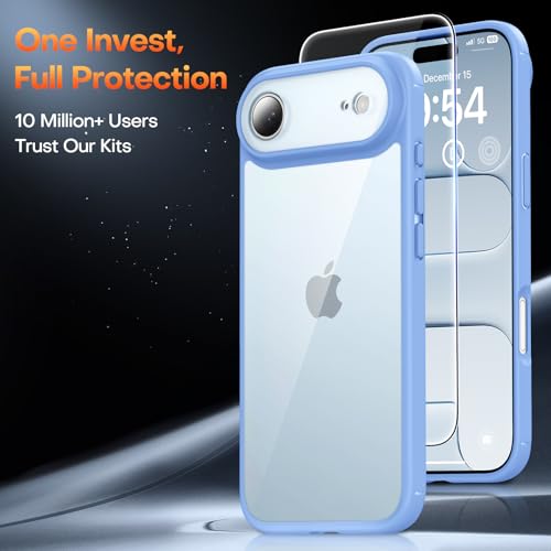 Image of TAURI for iPhone Air Case, with Screen Protector, Star Blue | Full Camera Protection, Anti-Yellowing Military-Grade Protection Shockproof Slim Phone Case for iPhone 17 Air