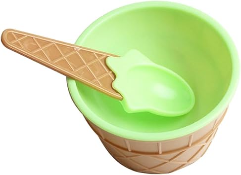 Zerodeko Ice Cream Bowl Set with Spoon 4.72X3.85X3.85In Plastic Dessert Bowls Non-Fall Design for Sundaes Yogurt Party Treats Kids and Adults
