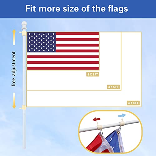image for Barcetine White Flag Poles for Outside House - 5ft Tangle Free Flag Po
