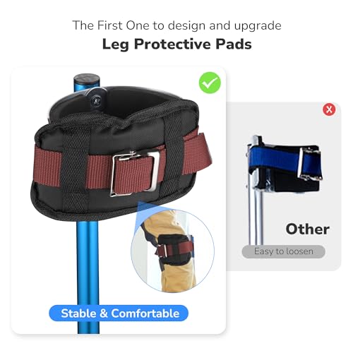 ZeHuoGe Blue Drywall Stilts 16"-24" with Knee Pads Protection, Adjustable Aluminum Tool Stilt for Painting Taping or Cleaning