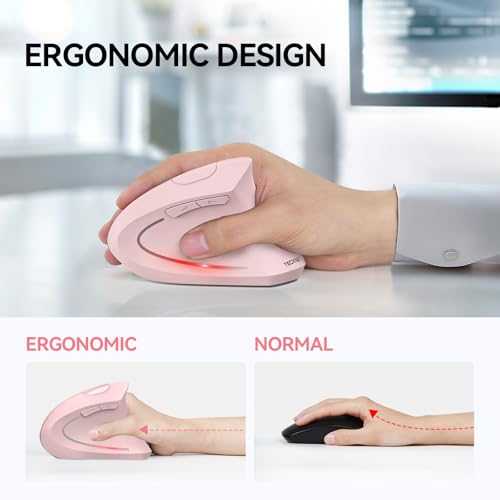 TECKNET Ergonomic Mouse, Wireless Bluetooth Vertical Mouse, 4800 DPI Optical Tracking, 6 Adjustable DPI, Quiet Clicks, 2.4GHz with USB A Receiver, 12 Months Battery, 6 Buttons, Wide Compatibility by TECKNET - Image 5