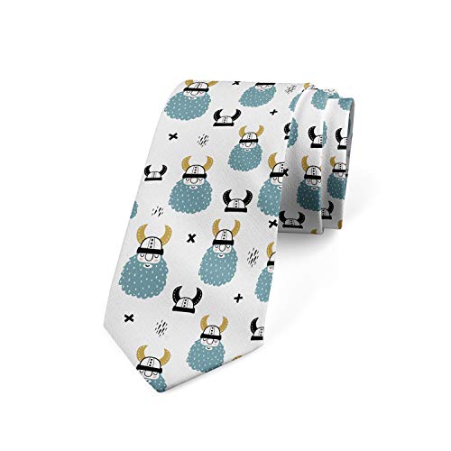 Lunarable Men's Tie, Vikings With Beards, 3.7", Blue Grey #TOP8