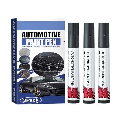 POKITA X 2 in 1 Car Touch Up Paint Pen Set (3 PCS) – Exact Color Match for Black & White Cars, Quick Fix for Scratches & Paint Damage, Waterproof, Quick Drying & Safe, Upgraded Soft Pen Tip (Black)