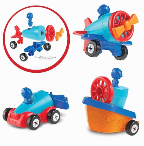 Learning Resources 1-2-3 Mach was draus! Auto-Flugzeug-Boot, Ab 2 Jahren, 3-in-1 Konstruktionsspielzeug… – Ansicht 2