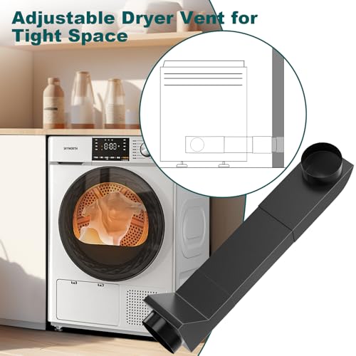 Upgraded UD48S 4" Telescoping Dryer Vent Kit, 17.7-29.5" Stainless Steel Adjustable Dryer Vent, 90° Inlet Straight Outlet Periscope Dryer Vent for Tight Space Slim Flat Exhaust Duct Connector Kit by Popbee - Image 7