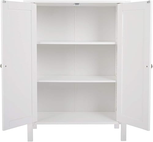 Miniatura 6 de Armario de almacenamiento moderno para el suelo del baño con estante ajustable y doble puerta a prueba de óxido, para sala de estar, mueble moderno