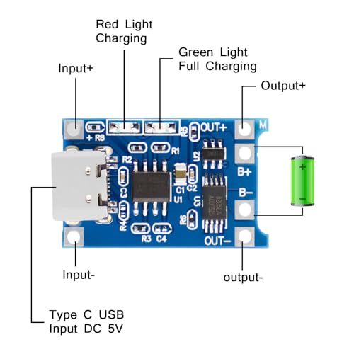 APKLVSR Pack of 10 USB C 5V 1A Charge Controller Lithium Li-ion Battery Charger Lithium Charging Module