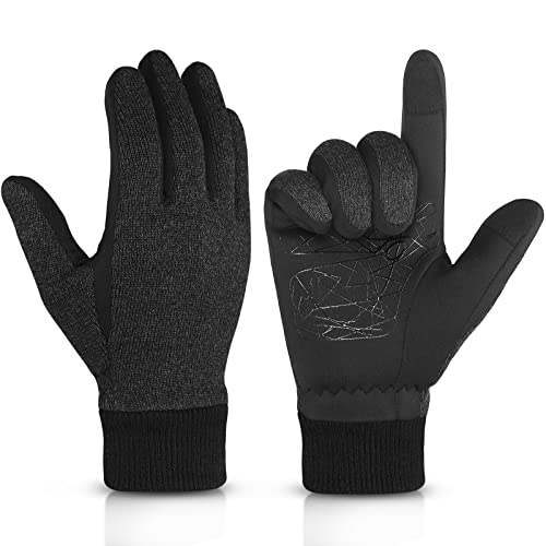 FALARY Gant Hiver Homme L Gants Femme Hiver Tactile Gants d'hiver Noir Gants de Ski Antidérapant Doublure Chauffants pour Vélo Moto Ski Snowboard