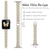 MioHHR Slim Straps Compatible with Apple Watch Strap 38mm 40mm 41mm,Thin Stainless Steel Metal Chain Band for Women iWatch Straps Series 8 7 6 5 4 3 2 1 SE,Silver/Gold #2