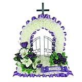 Gates of Heaven Artificial Silk Flower Tribute for Funeral or Grave - Customisable Handmade Memorial Flowers for MUM DAD SISTER BROTHER NAN GRANDAD (Rose and Lily) (Rose and Lily Spray)