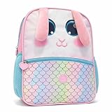 Mochila De Costas Infantil Com Orelhinhas 3D Design Divertido Com Bolso Frontal E Suporte para Garrafa (Coelhinho)