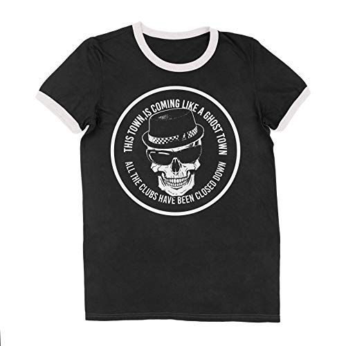 Camiseta de Ska con el logotipo de la Ciudad Ghost Skull The Specials Contrast Ringer Ska Cover