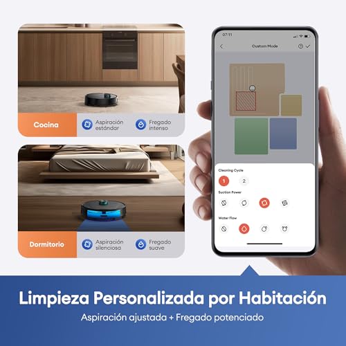 Miniatura 7 de Ultenic Robot Aspirador 6000pa Con Fregado, Lidar, 150min Autonomía, App Y Voz Para Suelos Duros Y Alfombras - Ideal Para Hogares Con Mascotas