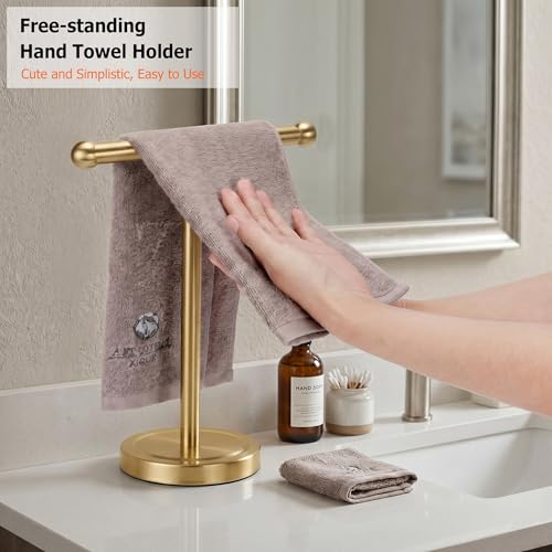 Support de serviette autoportant en or brossé pour bain - 5