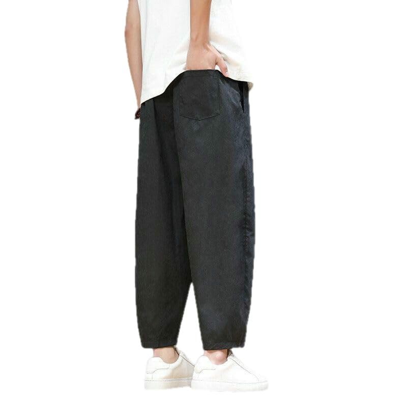 Pantalon jogging homme ample style chinois cordon de serrage