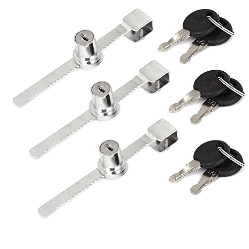 Socell 3 Pcs Drawer Display Case Showcase Sliding Glass Door Lock Sliding Glass Door Lock, Display Case Lock,Showcase Lock Ratchet Lock with Chrome Finish, Security Glass Case Lock(Keyed Alike)