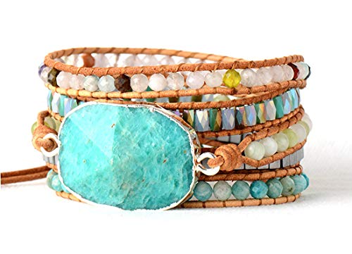 Image of Boho Wrap Bracelet for Women, Handmade Natural Imperial Jasper Multi-Layer Stone Beaded Bracelet, Bohemian Healing Crystal Stone Jewelry Gifts