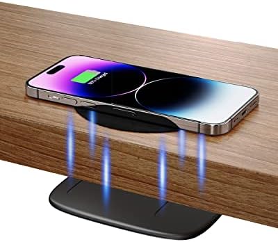 KPON Invisible Wireless Charger - 40MM(1.57") Under Desk Wireless Phone Charger - Hidden Charging Station for iPhone 14/13/12/Wireless Phones(Adapter Included)