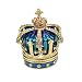QIFU-Hand Painted Enameled Blue Crown Style Decorative Hinged Jewelry Trinket Box Unique Gift for Home Decor