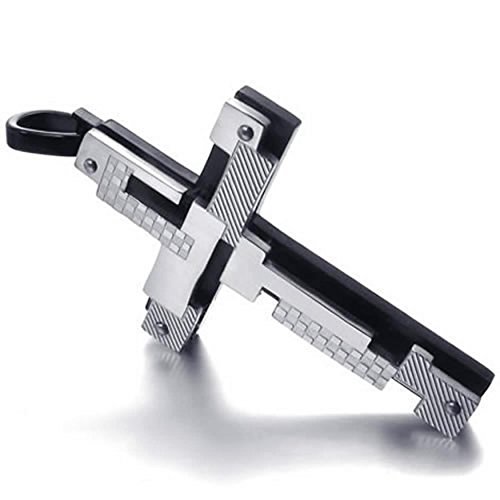 Collier croix homme acier inoxydable anti-ternissement chaîne noir
