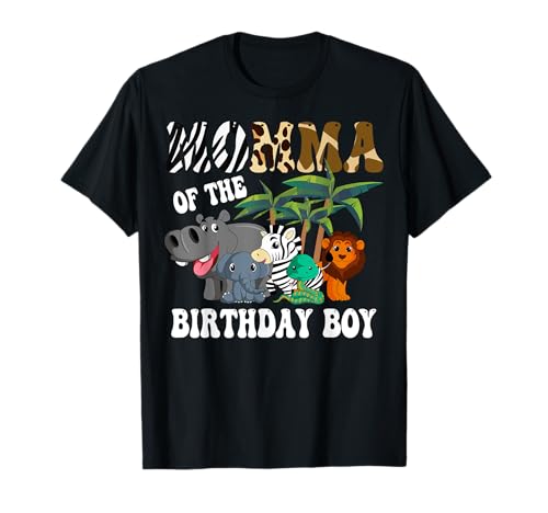 Momma of the Birthday Boy Zoo Bday Safari Celebración Camiseta