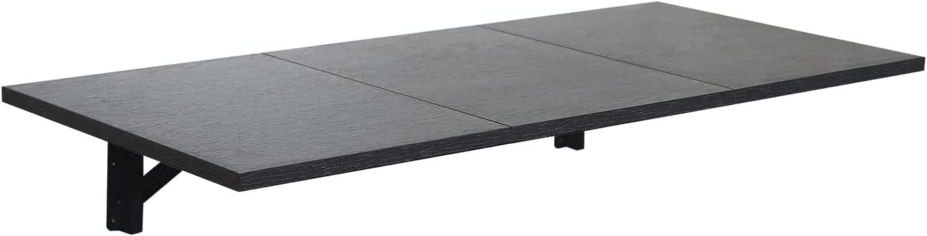 Folding Wall Desk, Wall Desk Fold Down Wall Mounted Desk for Small Space, Floating Desk, Black, 35.4 x 15.8 inch