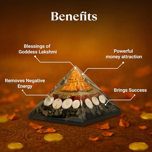 Image of Astrotalk Lakshmi Yantra Pyramid | Pyrite Stone Infused Vastu Pyramid for Wealth & Prosperity | Vastu Items for Home & Office | Attracts Abundance & Positive Energy