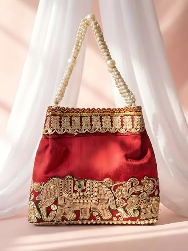 Image of Adiva Potli Handbags For Women | Potli Bags For Ladies For Wedding | Potli Bags For Women | Wedding Bags For Woman | Batwa Potlis Hand Bag | Designer Potli Bag For Ladies For Marriage