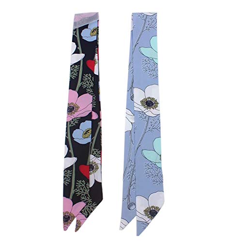 5pcs Branches and Flowers Pattern Bag Handbag Handle Ribbon Scarf Hair Head Band Neck Scarf Neckerchief Scarf Head Wrap for Women Girls Decoration2