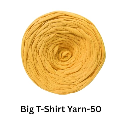 Image of VCR Saffron Yellow Big T-Shirt Yarn, 100 Meters Length, Recycled & Fashionable Craft Yarn, Pack of 1, Suitable for Crochet, Knitting & DIY Bags, Baskets, Cushions & Home Decor Projects