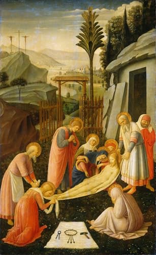 Lienzo de El entierro de Cristo, pintura mural vintage de 60x90cm para decorar interiores