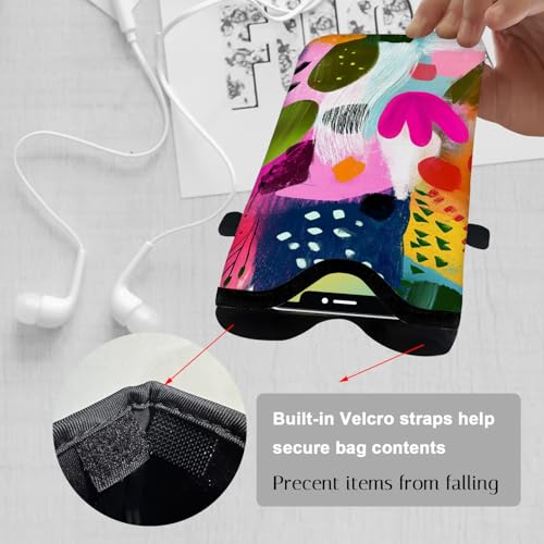 Image of Neoprene Cell Phone Sleeve Pouch Case Bag with Crossbody Strap Neck Lanyard for Women 7.1 X 3.9 in Colorful Floral