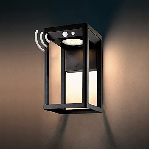 BRIMMEL Solar Outdoor Wall Light Solar Sconce Motion Sensor Wireless 60W 10hours Battery Life Waterproof Wall Lantern for Porch, Patio. Solar Energy, Aluminum, Black, SG601040