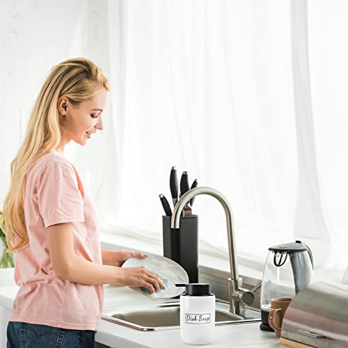 BosilunLife White Soap Dispenser Set - 2 Pack 12oz Ceramic Dish Soap Dispenser with Rust Proof Pump for Kitchen, Hand Soap and Lotion Set Suitable for Farmhouse Bathroom Decor with Waterproof Labels - Thumbnail 6