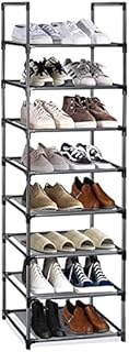 Deen 8 Tier Shoe Rack Adjustable Slim Shoe Holder Shelf storage Organiser Space Saving Easy Assemble Non-Woven Fabric Layer Hold up to 20Pair of Shoes Suit for Living Room Entryway Hallway(black)