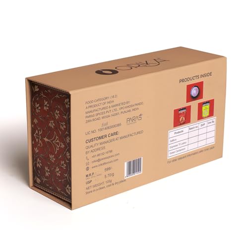 Image of Royal Ritual Gift Box | Kashmiri Pampore Saffron 0.25g, Idukki Bold Green Cardamom 25g & Espresso Till Laddoo | Premium Indian Spices & Gourmet Delight