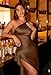 Memoriesea Women's Sexy One Shoulder Satin High Split Cocktail Wedding Party Maxi Dress Brown