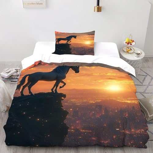 Housse de couette licorne avec fermeture éclair pour un lit simple net - 2