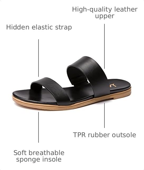 Image of LM Women's Slide Sandals Two Band Slip On Flat Sandals Casual Summer Sandals