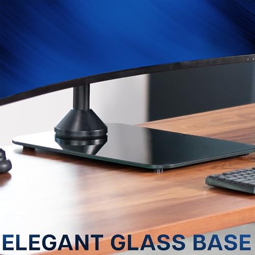 Image of VIVO Dual Vertically Stacked Ultra-Wide Monitor Desk Stand with Glass Base, Extra Tall Adjustable Mount for 2 Ultrawide Screens up to 49 inches, 44 lbs Per Screen Capacity, Black, STAND-V202LG